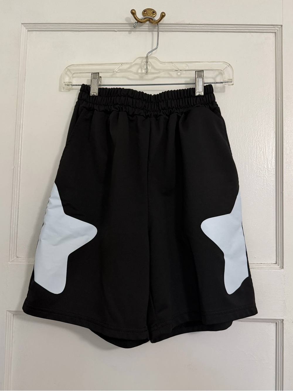 Black Youth/Men's Athletic Shorts with White Star Panels 🚴🏼‍♂️